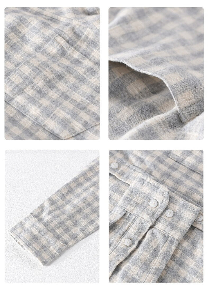 Chemise décontractée à carreaux 100 % coton