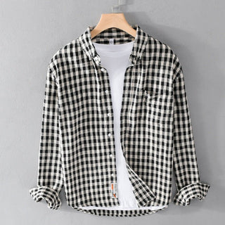 Chemise décontractée à carreaux 100 % coton