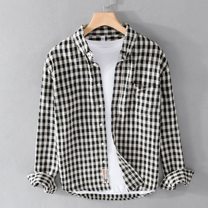 Chemise décontractée à carreaux 100 % coton
