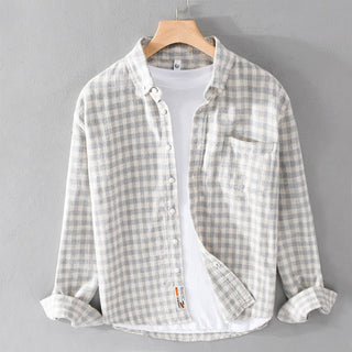 Chemise décontractée à carreaux 100 % coton