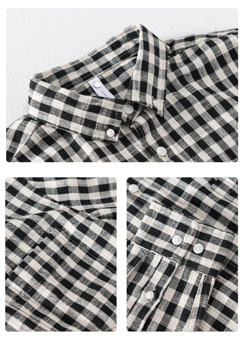Chemise décontractée à carreaux 100 % coton