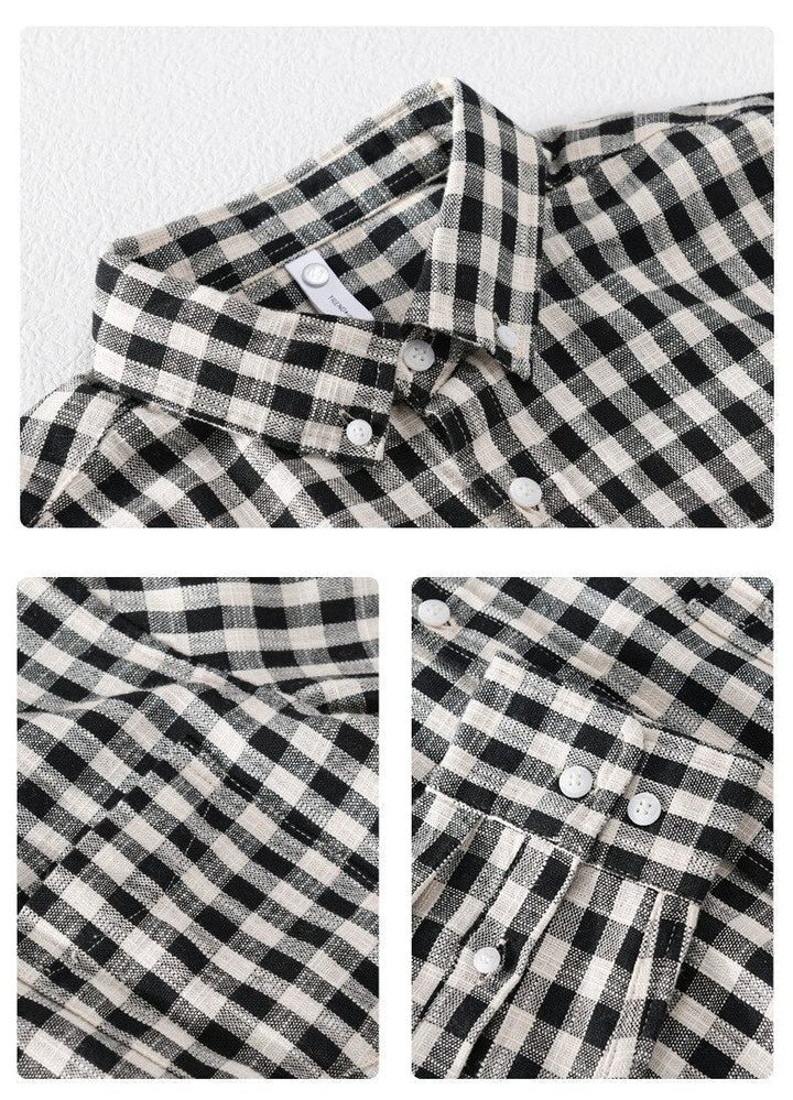 Chemise décontractée à carreaux 100 % coton