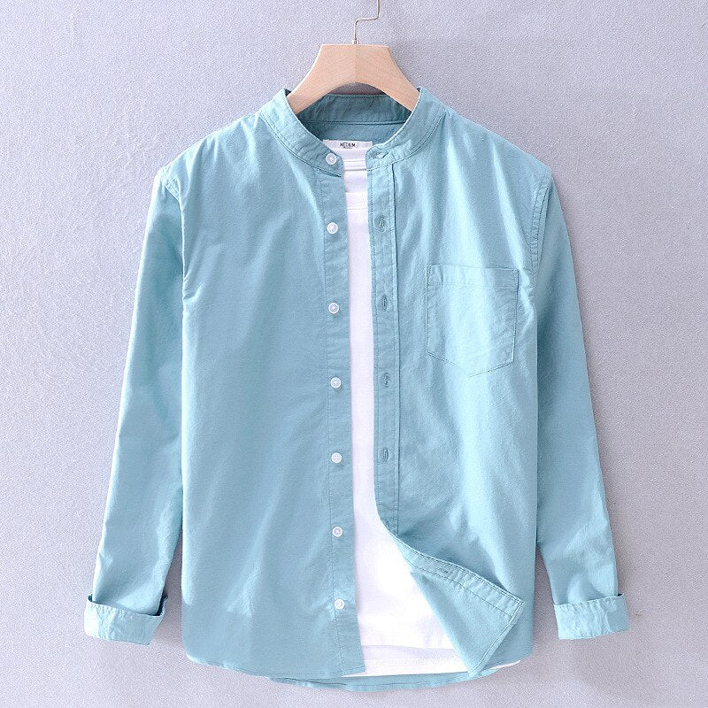 Chemise décontractée en pur coton à manches longues