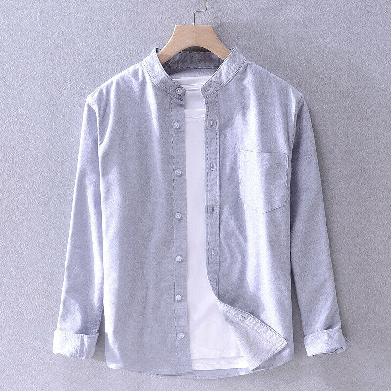 Chemise décontractée en pur coton à manches longues