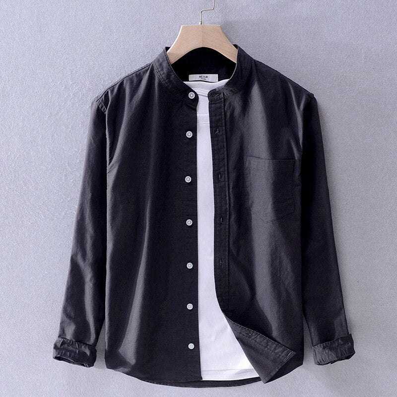 Chemise décontractée en pur coton à manches longues