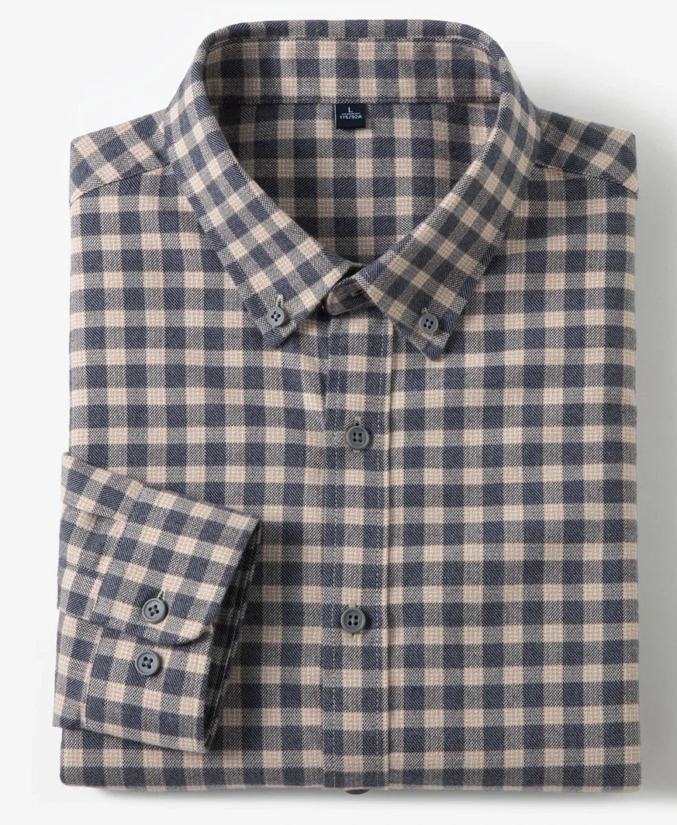 Chemise business à carreaux et manches longues