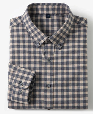 Chemise business à carreaux et manches longues
