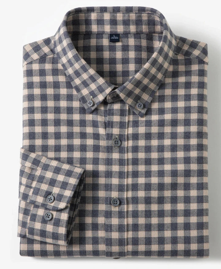 Chemise business à carreaux et manches longues