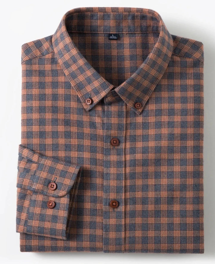 Chemise business à carreaux et manches longues