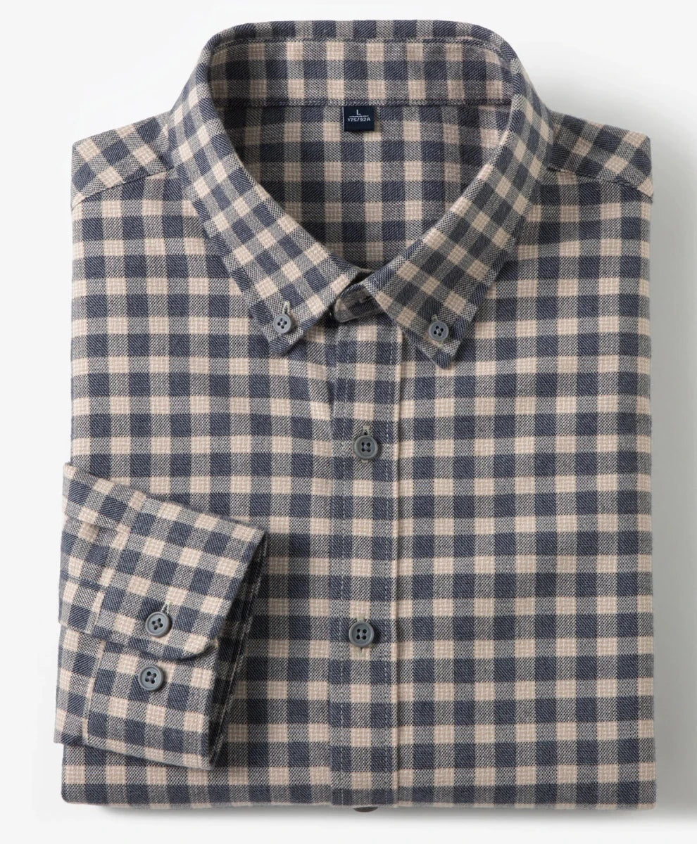 Chemise business à carreaux et manches longues