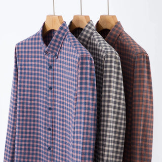 Chemise business à carreaux et manches longues