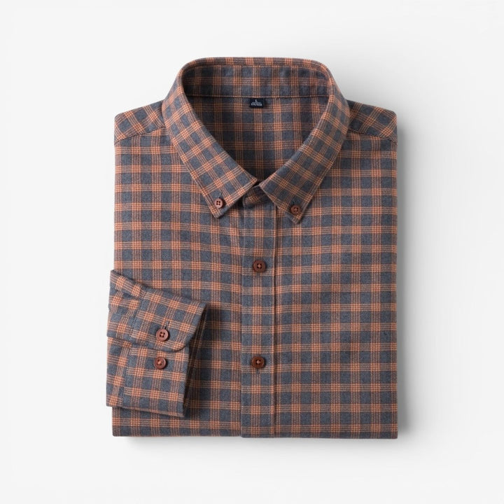 Chemise business à carreaux et manches longues