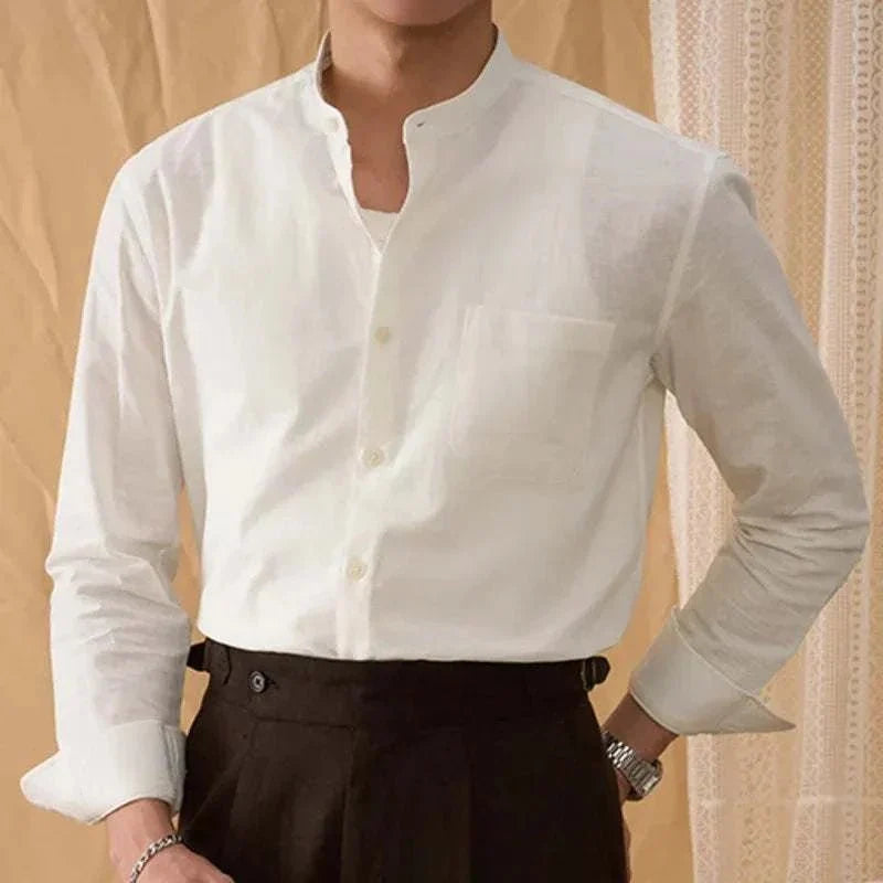Chemise en coton et lin à manches longues