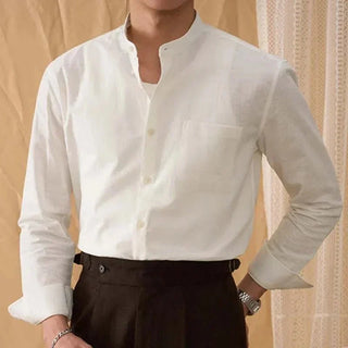 Chemise en coton et lin à manches longues