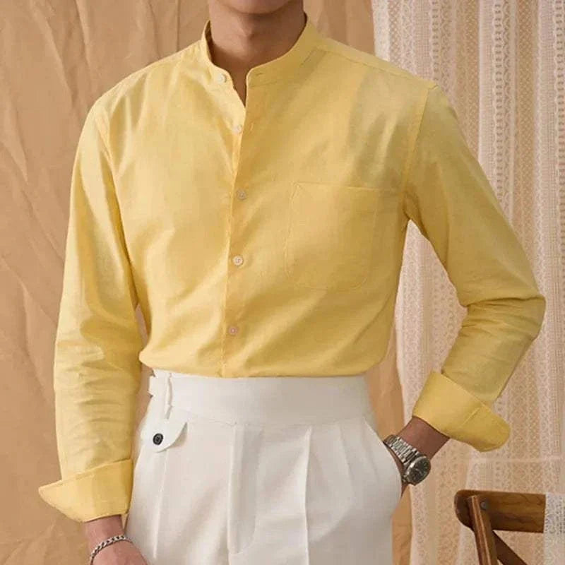 Chemise en coton et lin à manches longues