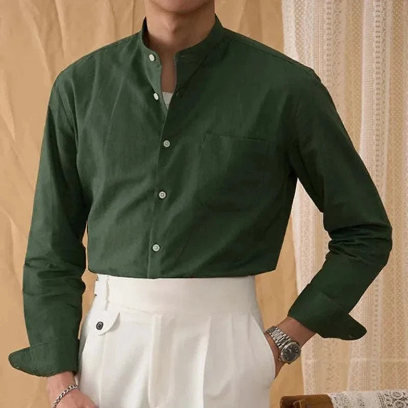 Chemise en coton et lin à manches longues