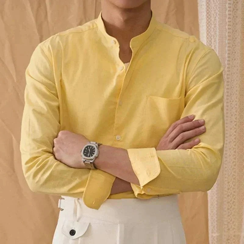 Chemise en coton et lin à manches longues