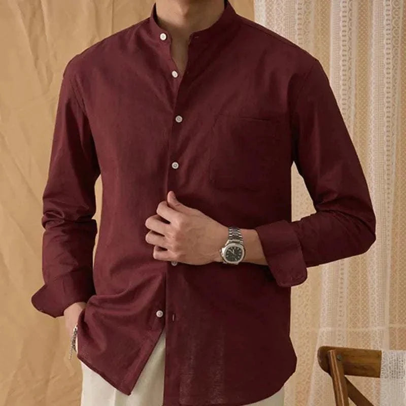 Chemise en coton et lin à manches longues