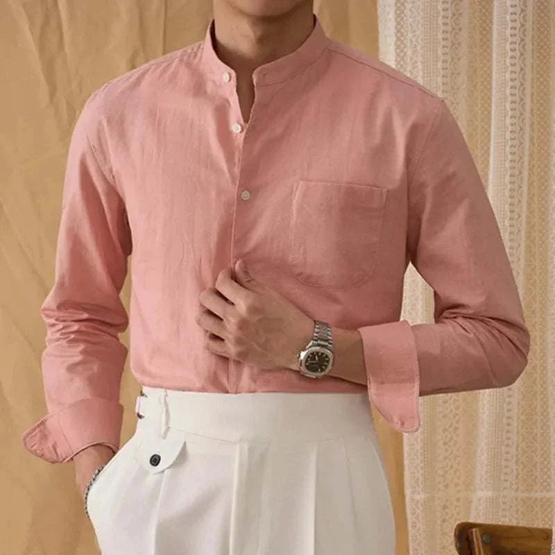 Chemise en coton et lin à manches longues