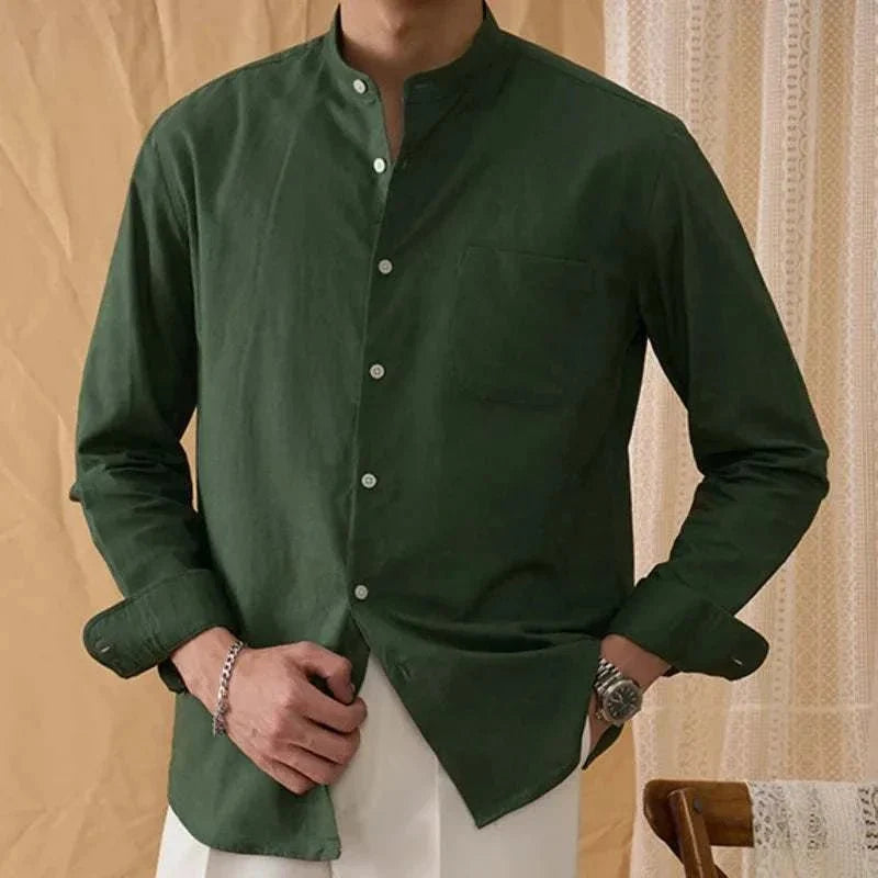 Chemise en coton et lin à manches longues