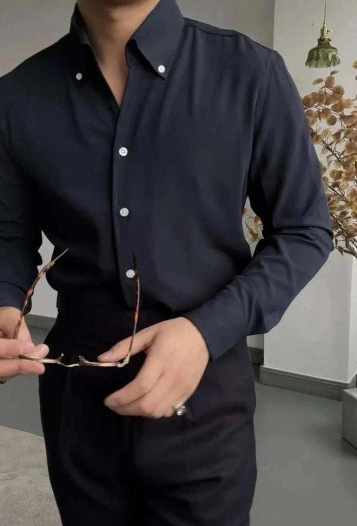 Chemise élégante unie à manches longues