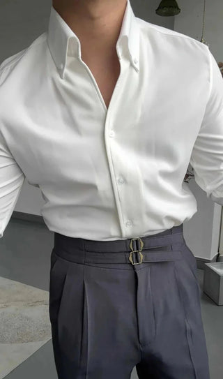 Chemise élégante unie à manches longues