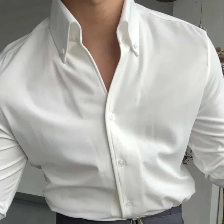 Chemise élégante unie à manches longues