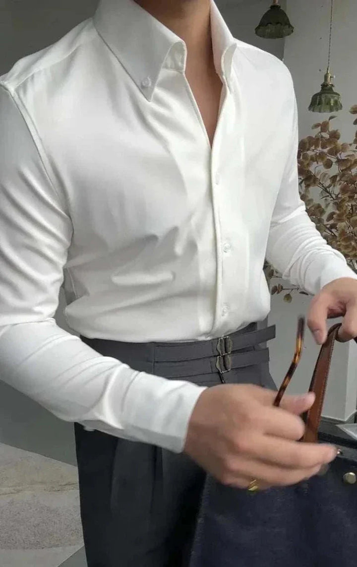 Chemise élégante unie à manches longues