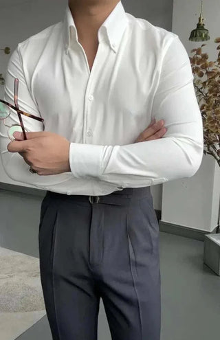 Chemise élégante unie à manches longues