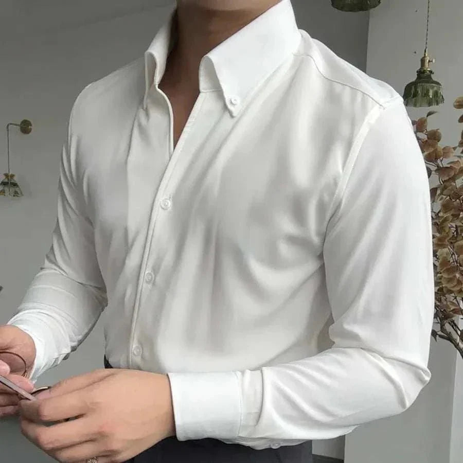 Chemise élégante unie à manches longues