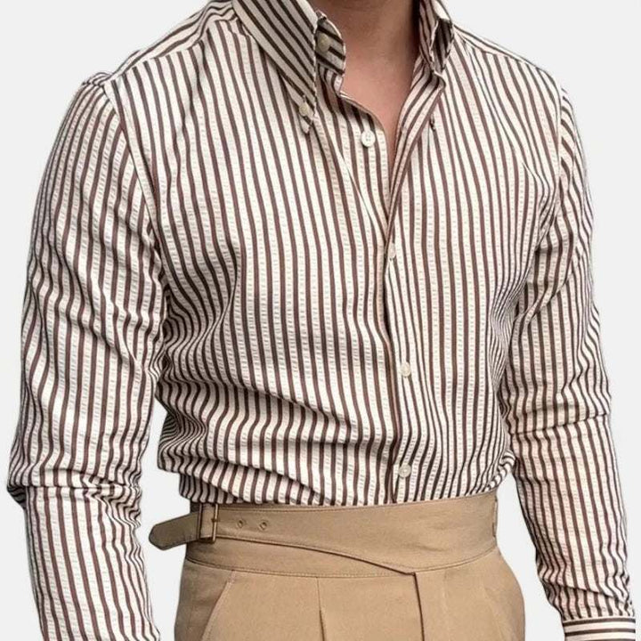 Chemise formelle rayée à manches longues
