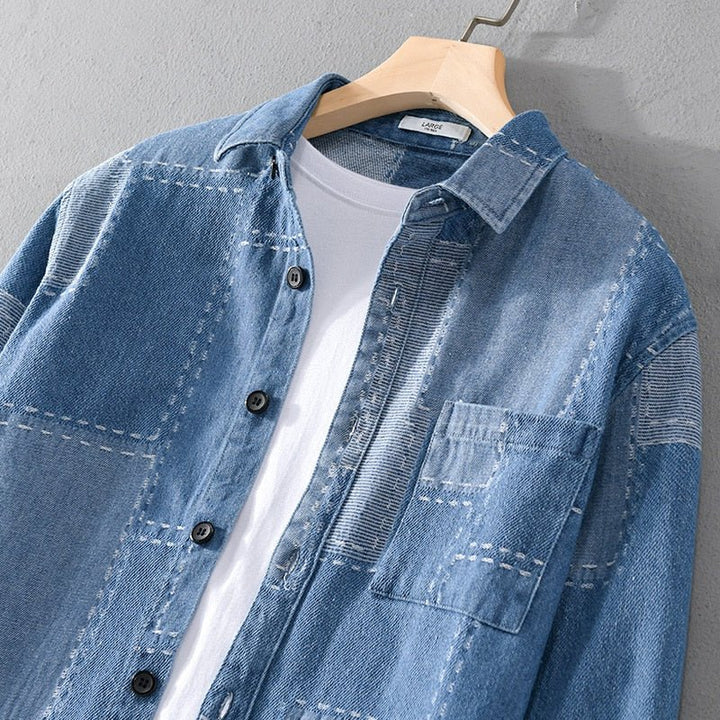 Chemise en denim à manches longues pour homme