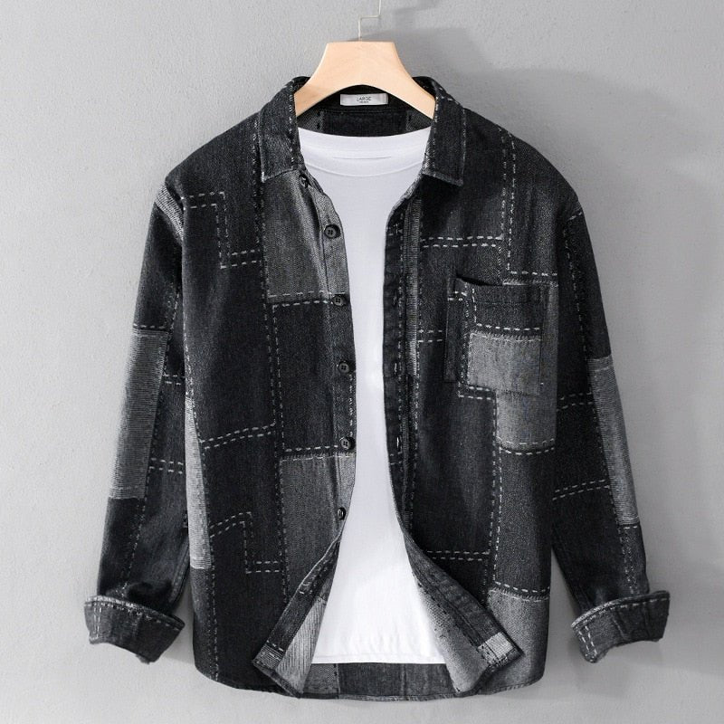 Chemise en denim à manches longues pour homme