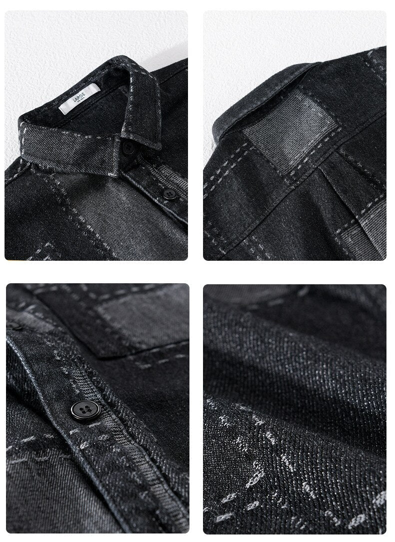 Chemise en denim à manches longues pour homme