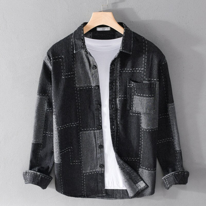 Chemise en denim à manches longues pour homme