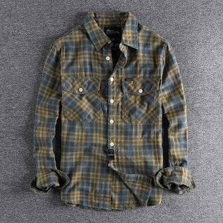 Chemise rétro à carreaux et manches longues