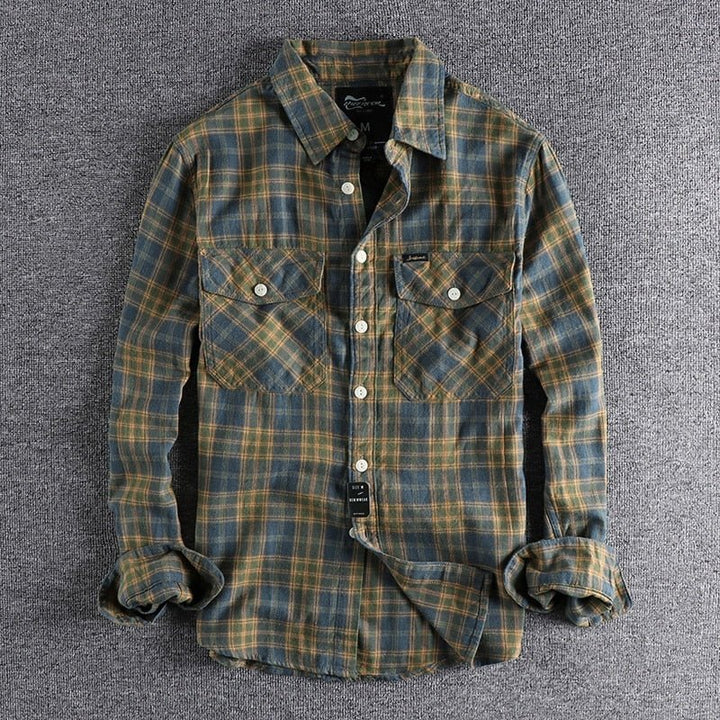 Chemise rétro à carreaux et manches longues