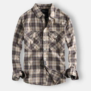 Chemise rétro à carreaux et manches longues
