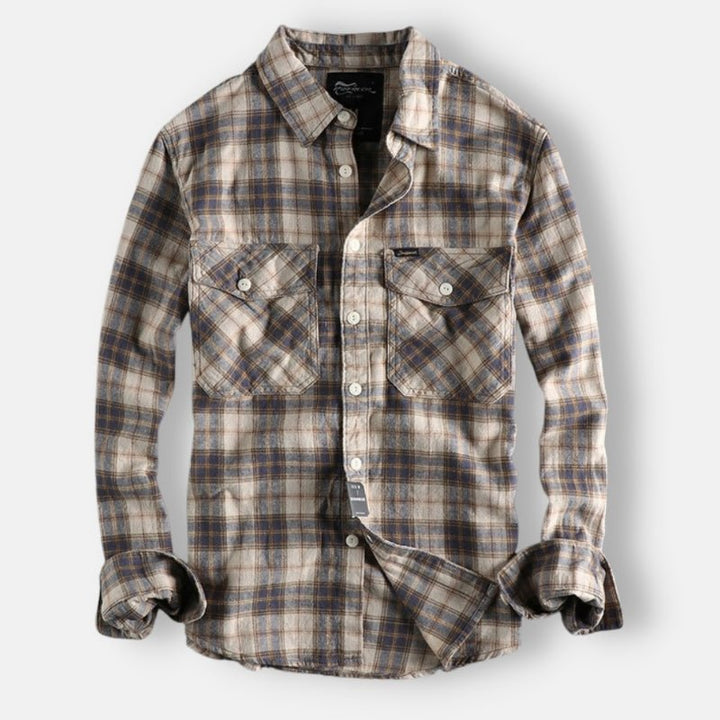 Chemise rétro à carreaux et manches longues