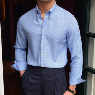 Chemise britannique à carreaux bleus