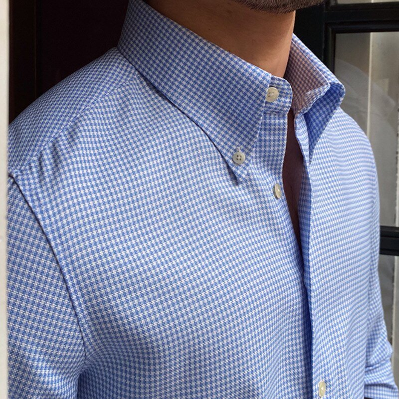 Chemise britannique à carreaux bleus