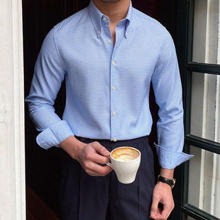Chemise britannique à carreaux bleus
