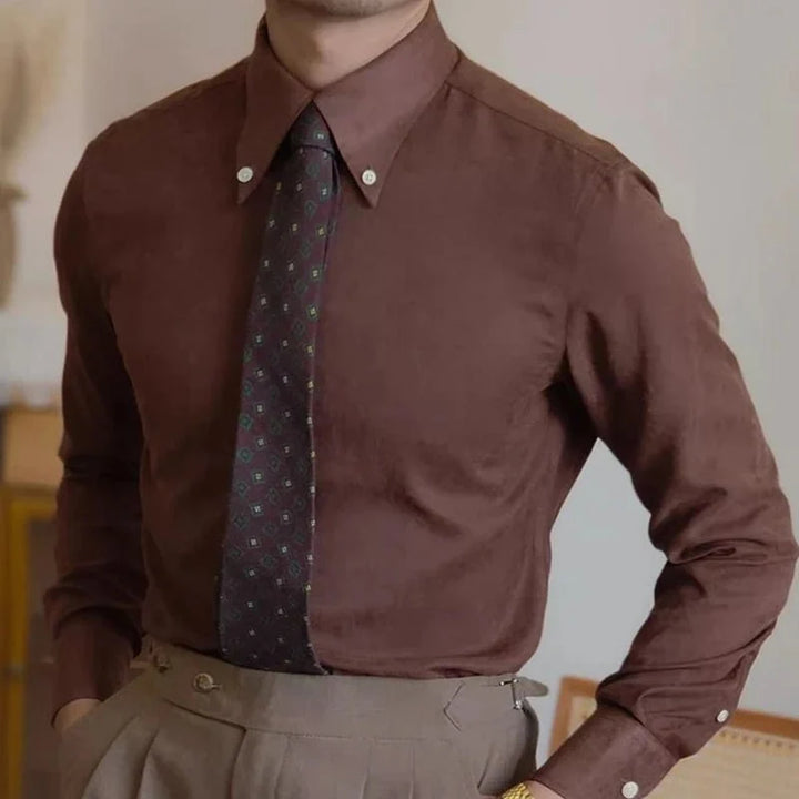 Chemise business rétro couleur café