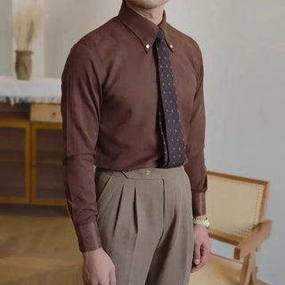 Chemise business rétro couleur café