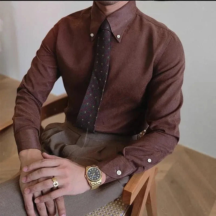 Chemise business rétro couleur café