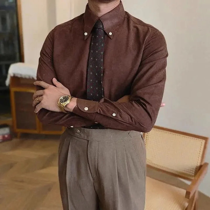 Chemise business rétro couleur café
