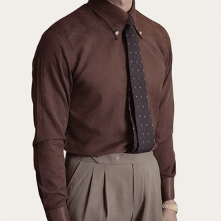 Chemise business rétro couleur café