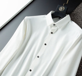 Chemise business décontractée à manches longues et col rabattu