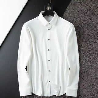 Chemise business décontractée à manches longues et col rabattu