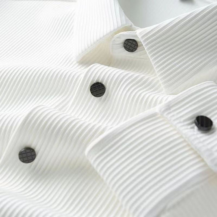 Chemise business décontractée à manches longues et col rabattu